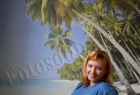 Фотообои с пальмами и песочным пляжем на стене - фото от заказчика